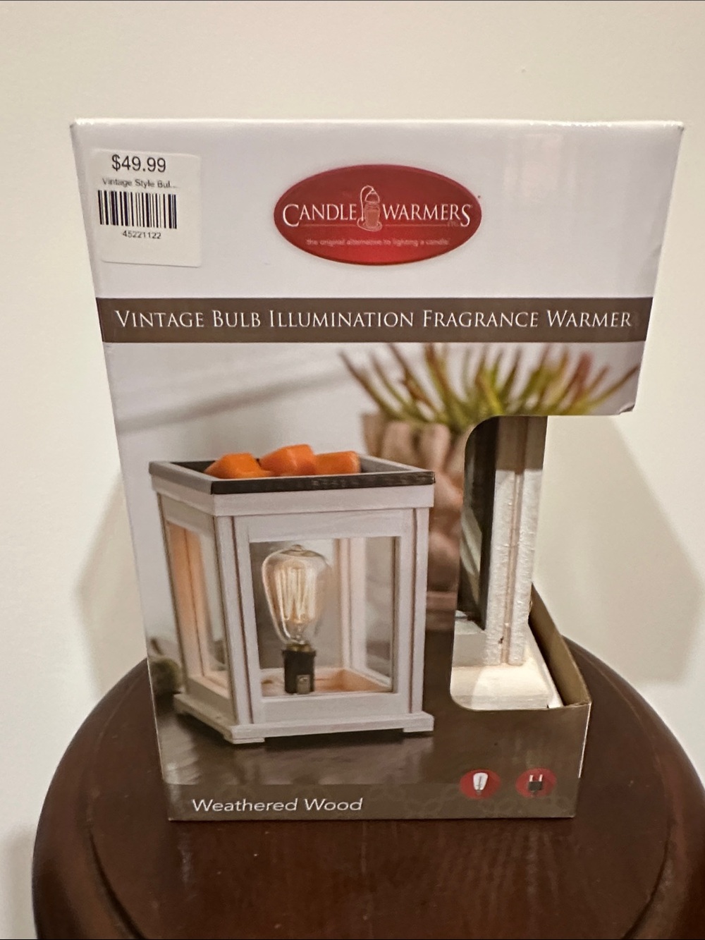 Weathered Wood Vintage Bulb Fragrance Warmer - White